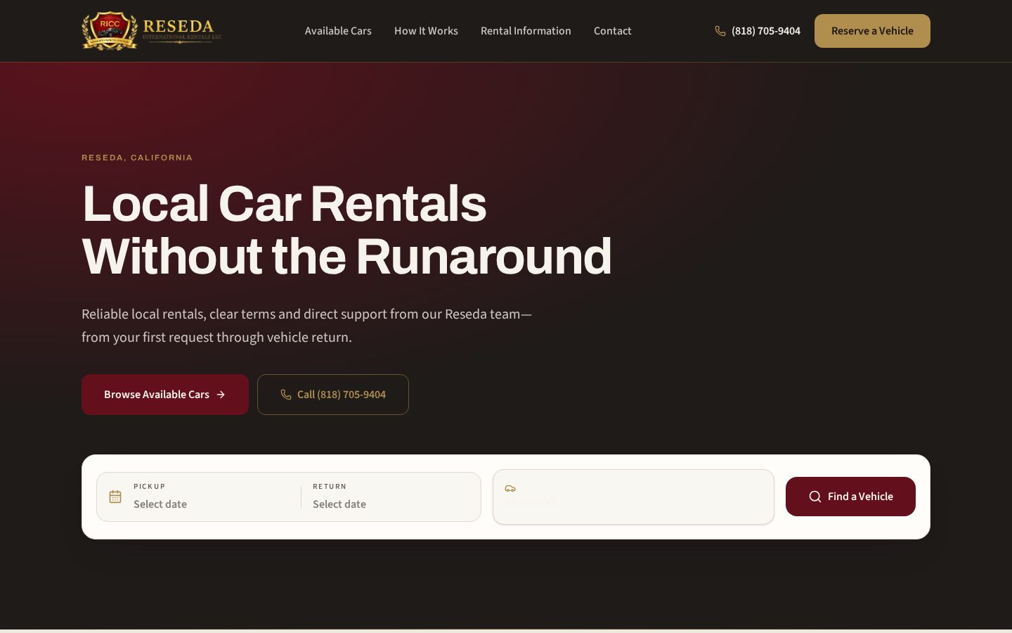 Reseda Rentals website